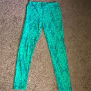 LulaRoe turquoise printed leggings, One size